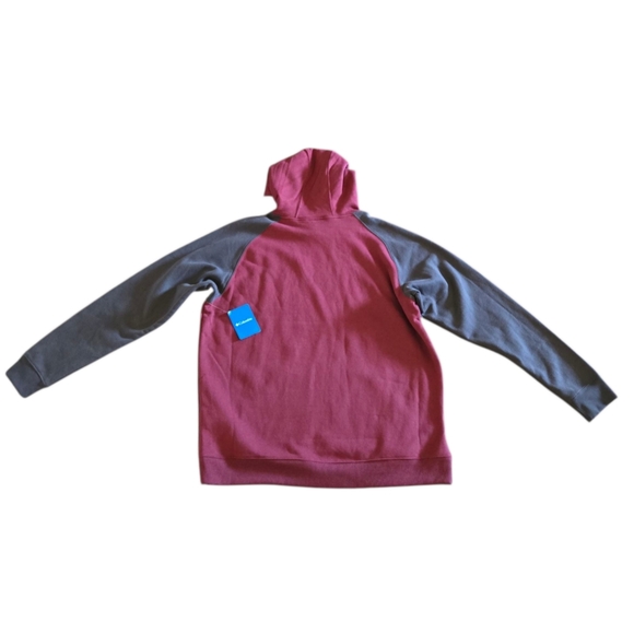 Columbia Men's Hart Mountain II Drawstring Gray/Burgundy Sweatshirt Hoodie Sz XL - Picture 4 of 7